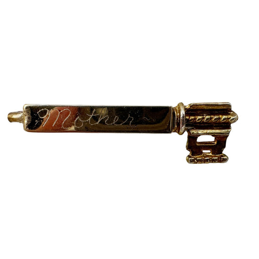 vintage gold tone metal Mother bar BROOCH jewelry pin