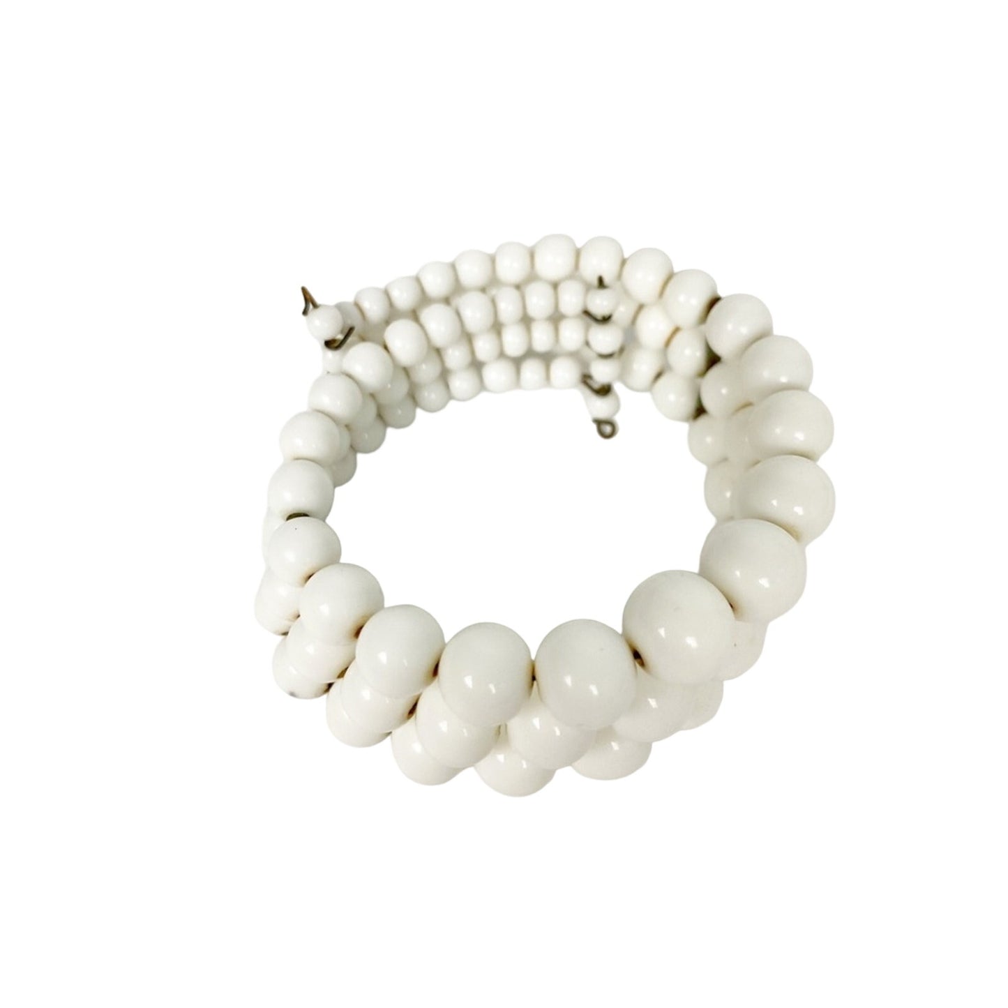 beaded white stretch BRACELET vintage costume jewelry