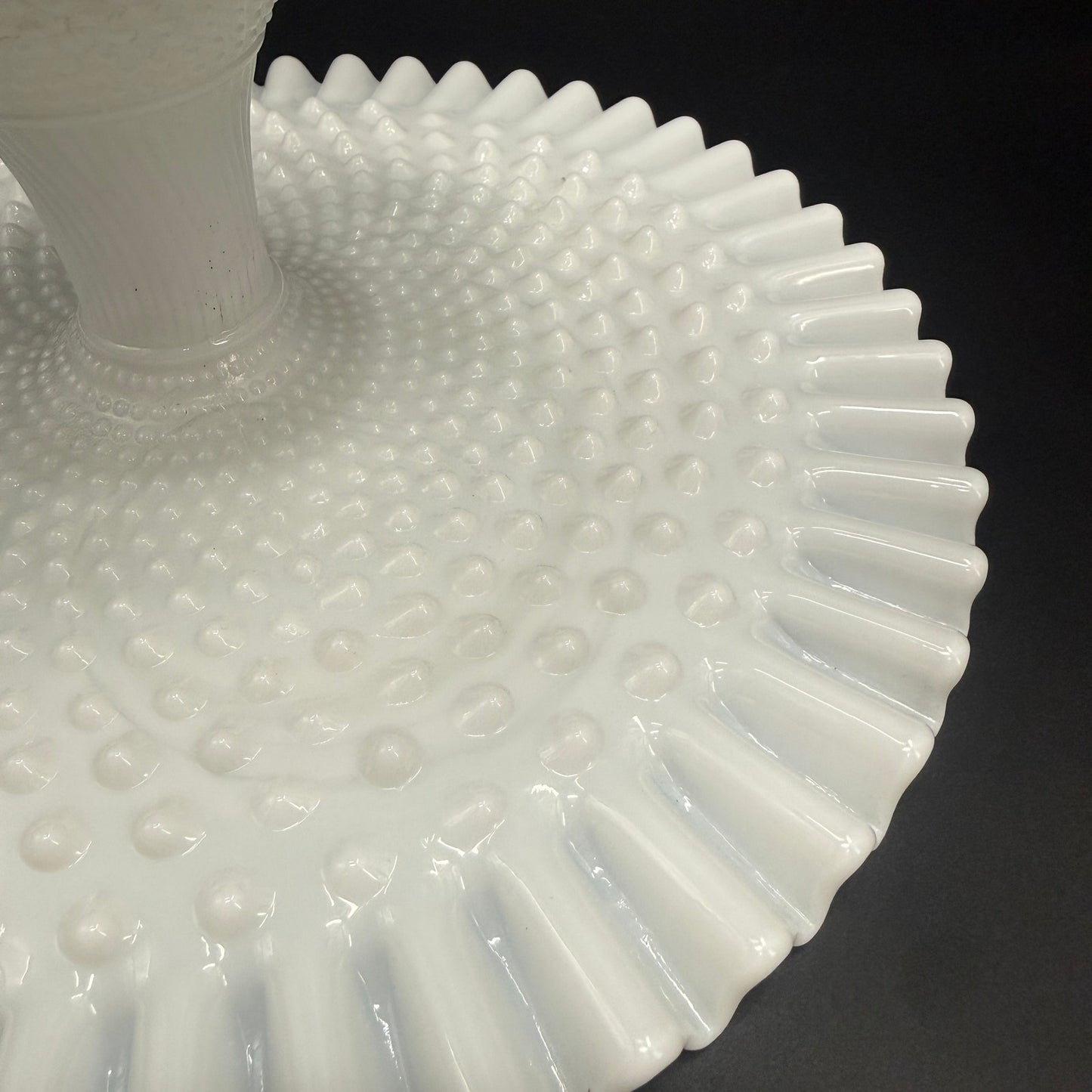 vintage Fenton white Hobnail Milk Glass round Cake Plate pedestal Stand 12.5"