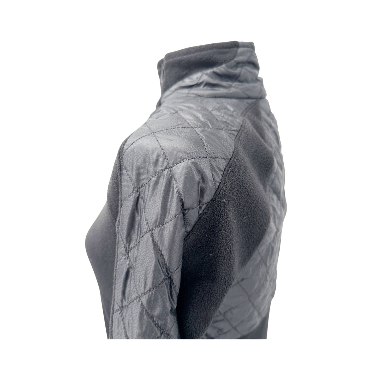 Athleta black fleece & quilted nylon 1/4 zip Pullover Top womens XS outerwear