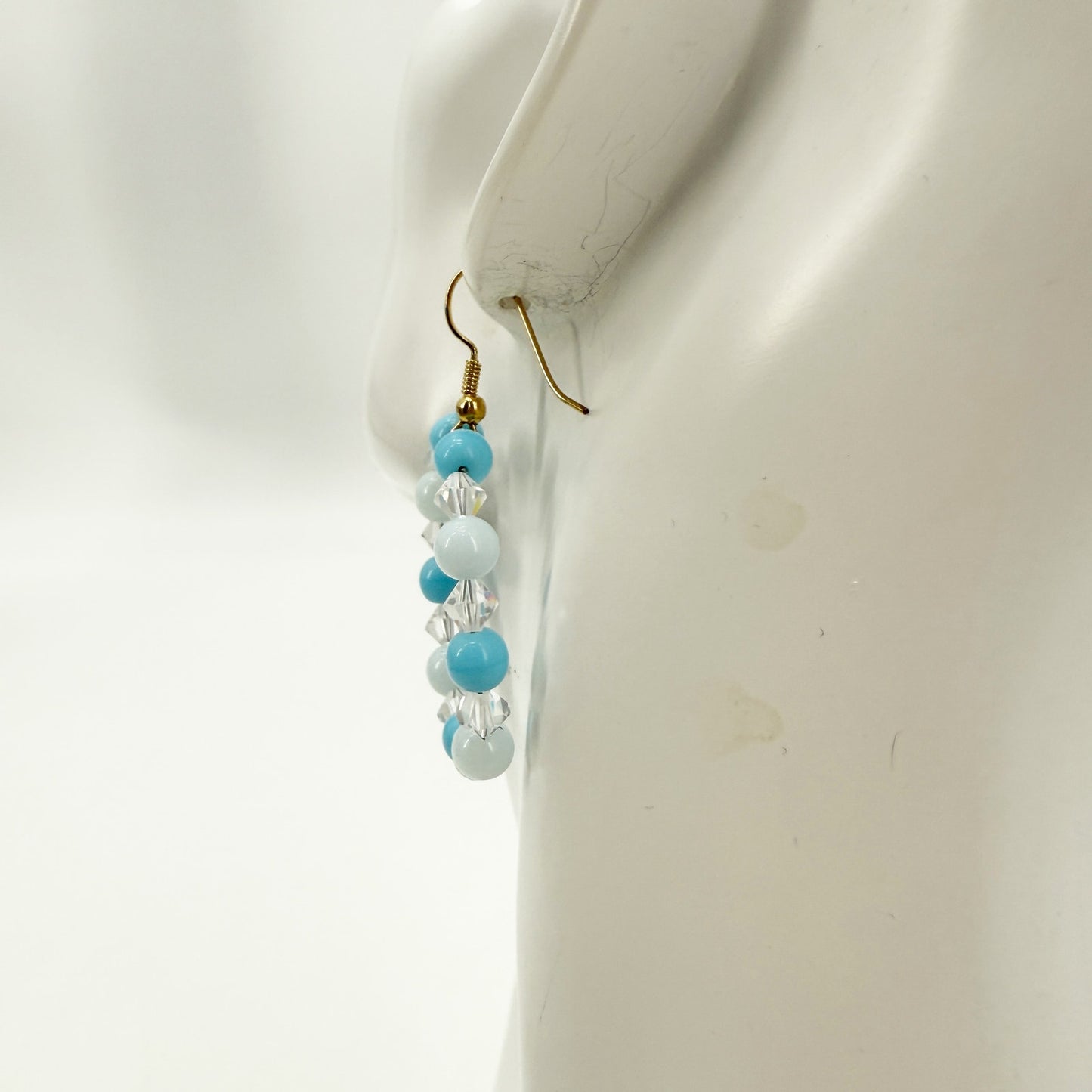 handmade blue & clear beads loop beaded Earrings jewelry new