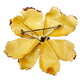 vintage enamel yellow & brown metal flower BROOCH floral. jewelry pin