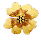 vintage enamel yellow & brown metal flower BROOCH floral. jewelry pin