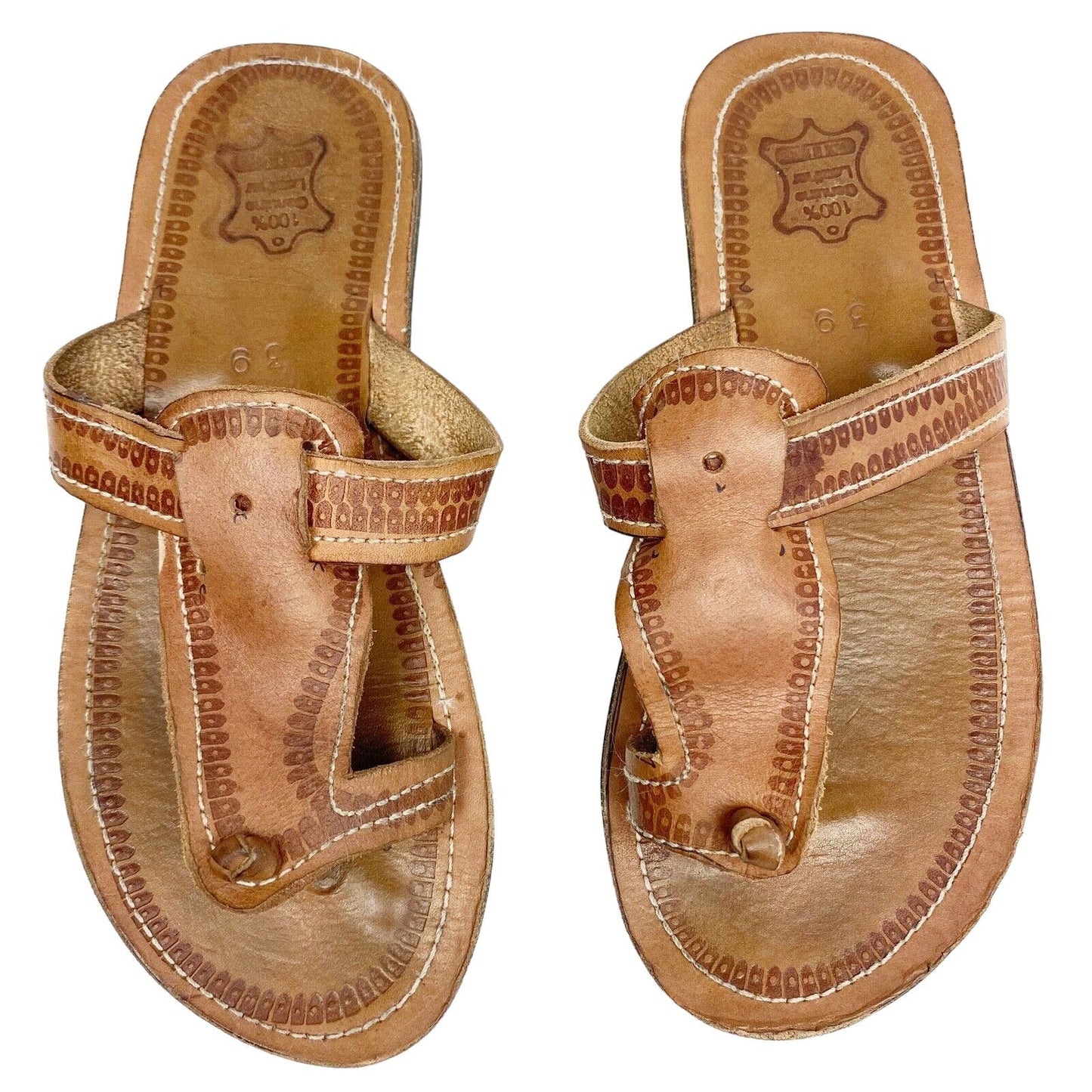 women's brown Leather Thong Sandals size 39 US 8.5 shoes