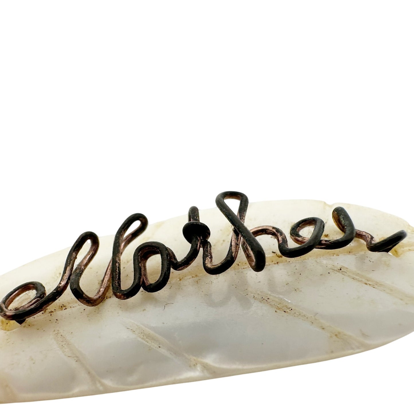 vintage "Mother" of Pearl script wire BROOCH jewelry pin
