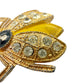 vintage gold yellow black enamel Flying Insect Brooch jewelry pin rhinestones
