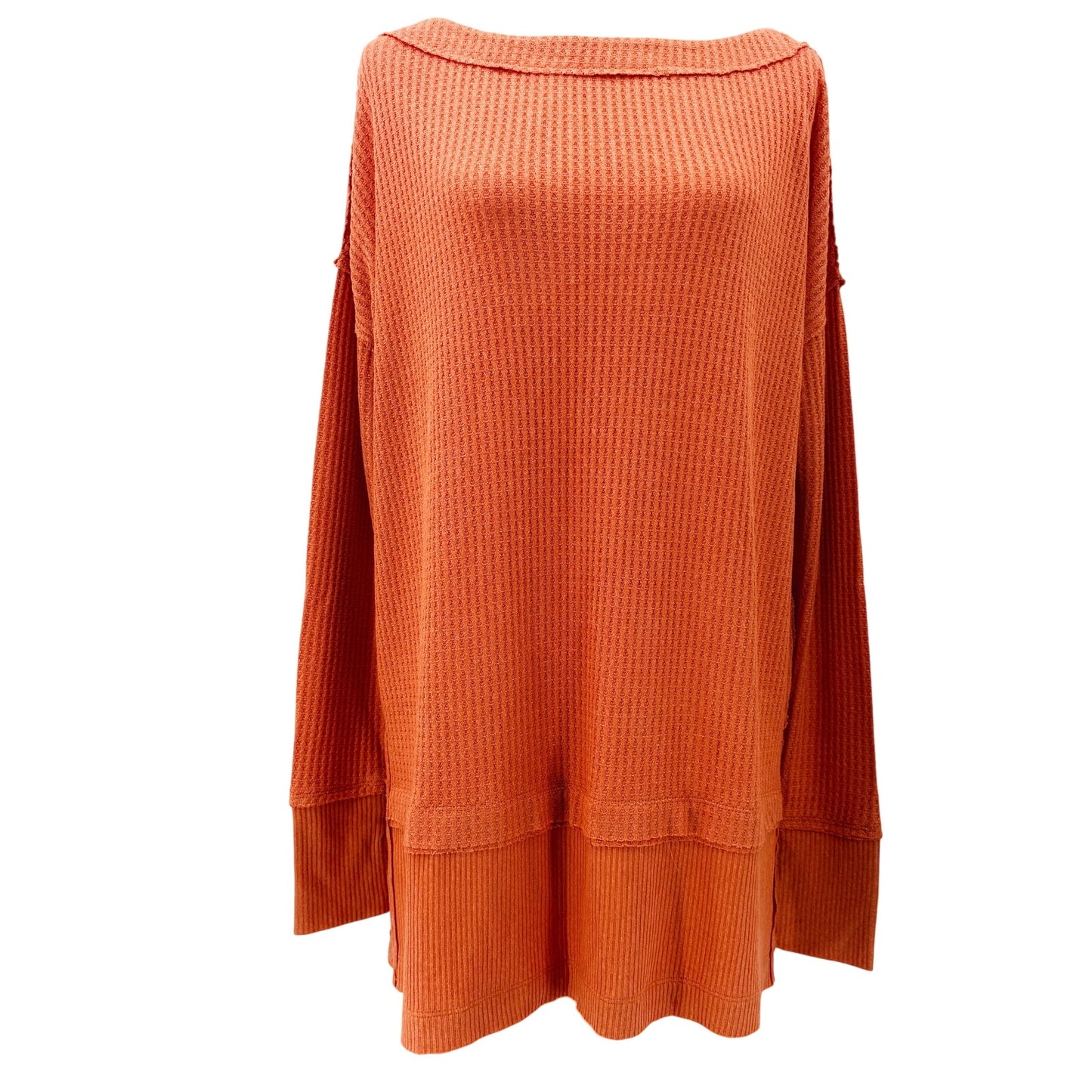 We the Free People orange coral North Shore Thermal top women's SMALL shirt NEW