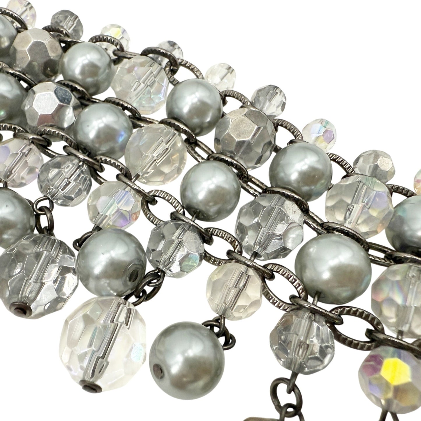 Chico's gray silver & clear beaded Bracelet women's NEW