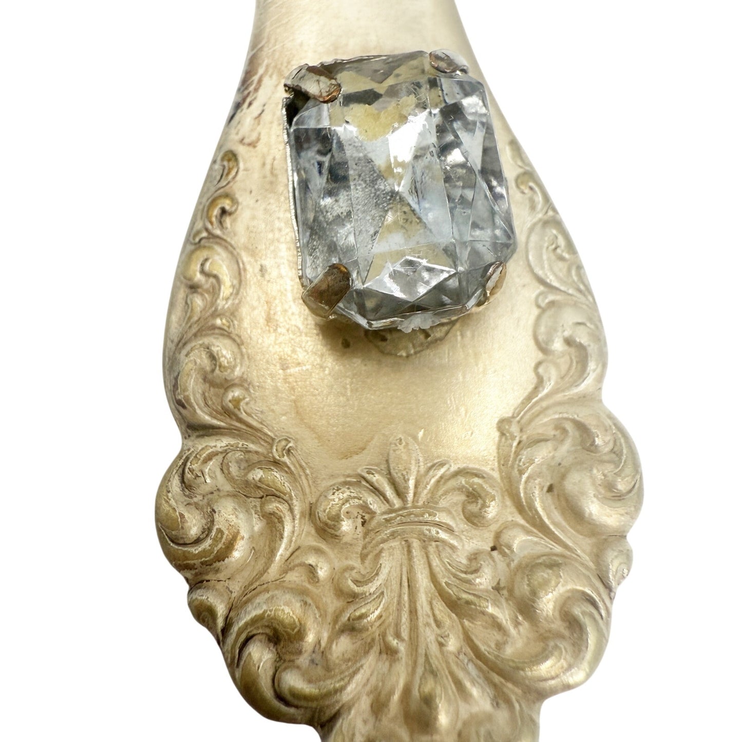 Pendant Necklace 1835 R Wallace 12 vintage silverware handle rhinestone jewelry