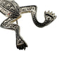 vintage silver tone metal Frog clear rhinestone eyes BROOCH jewelry pin