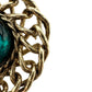 vintage oval gold BROOCH faux blue gemstone center jewelry pin