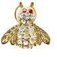 vintage rhinestones red & gold Bee Bug BROOCH small insect costume jewelry pin