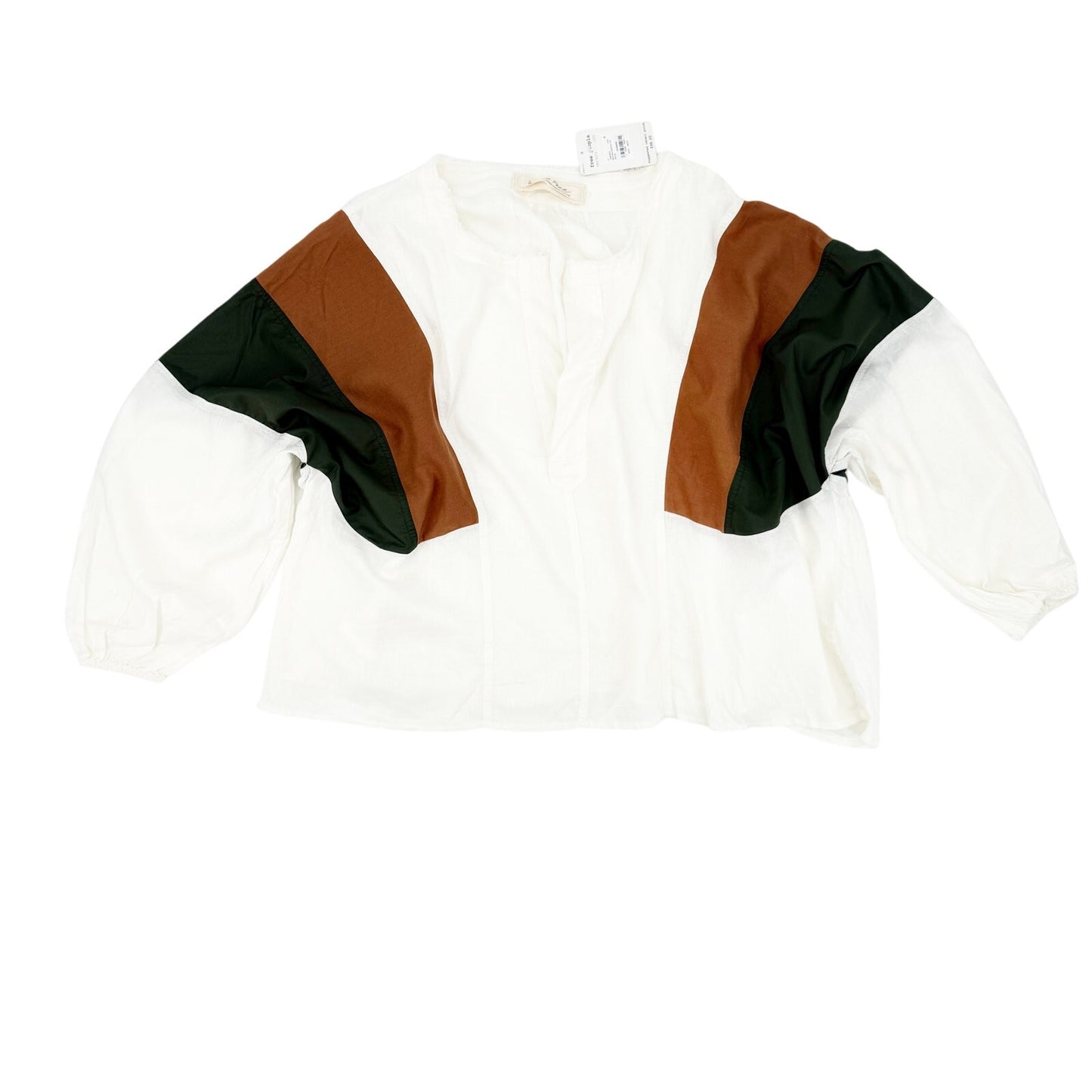 We the Free People Beating Hearts Top women's SMALL white green brown NEW blouse