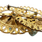 vintage double flowers bronze metal BROOCH floral jewelry pin