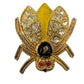 vintage gold yellow black enamel Flying Insect Brooch jewelry pin rhinestones