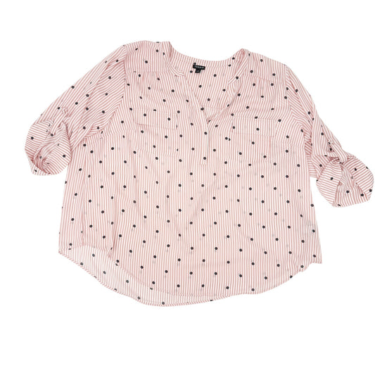 pink gray white stripes & polka dots Top work blouse women's 26 Torrid size 4