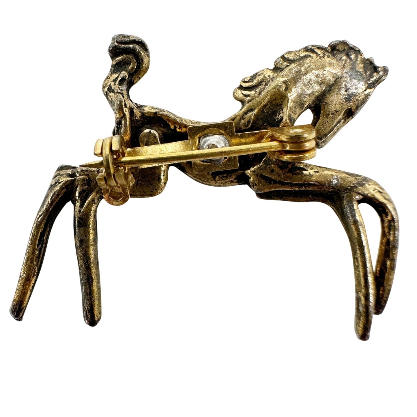 vintage prancing foal horse silver metal BROOCH jewelry pin