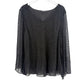 JKARA black Cocktail Beaded Top women's LARGE v-neck blouse sheer bell sleeve
