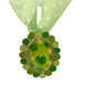 white polka dot & green 14" grosgrain ribbon pendant NECKLACE costume jewelry