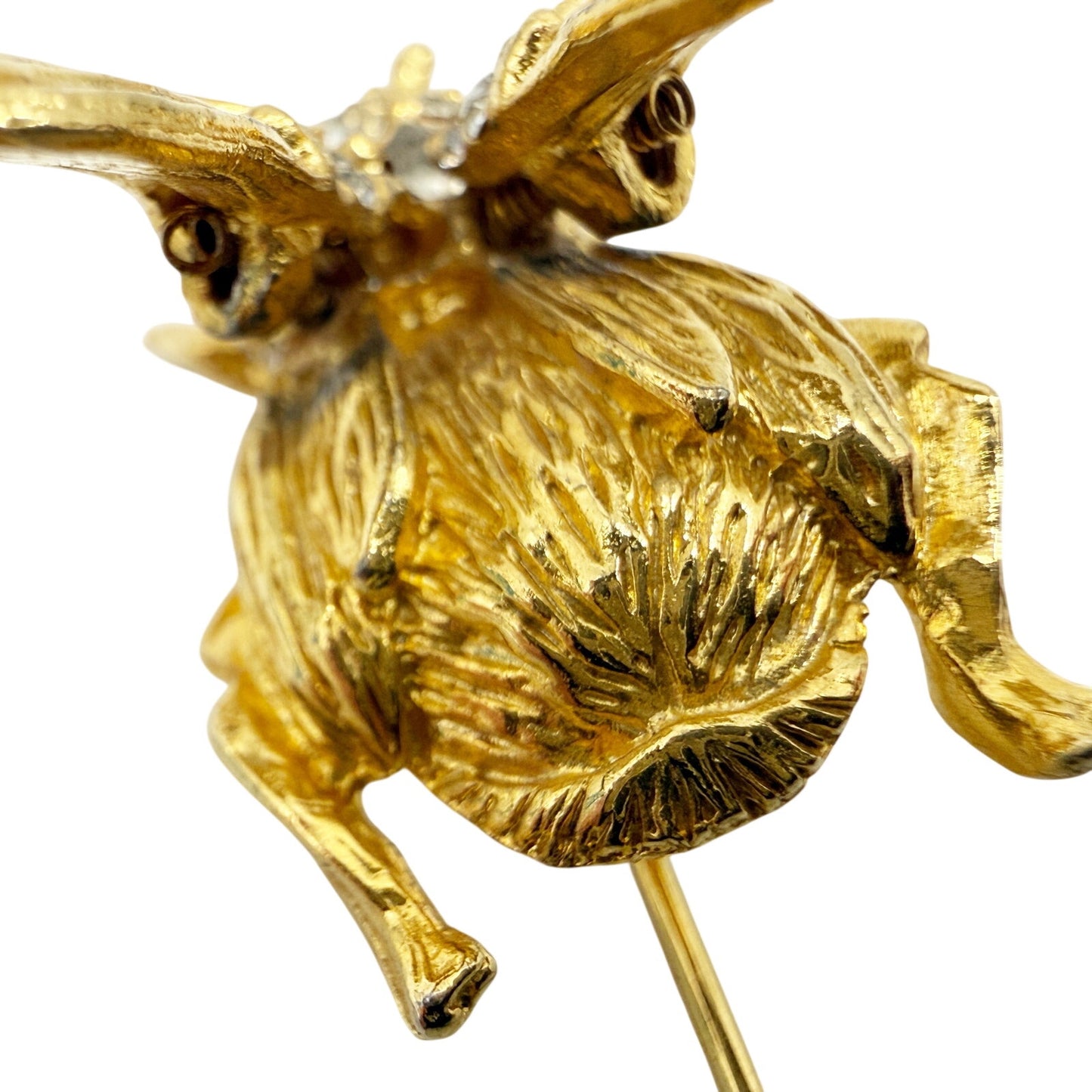 vintage Bee Bug rhinestones & gold Trembler jewelry Stick Pin hat collar lapel