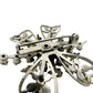 vintage silver metal & clear rhinestones BROOCH jewelry pin
