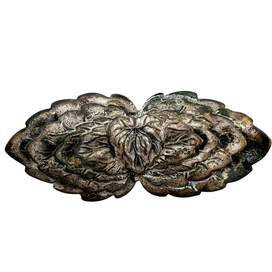 vintage silver tone metal leaf BROOCH cabbage leaves jewelry pin