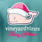 vineyard vines teal green Christmas Whale Tee women's XS t-shirt top Santa hat