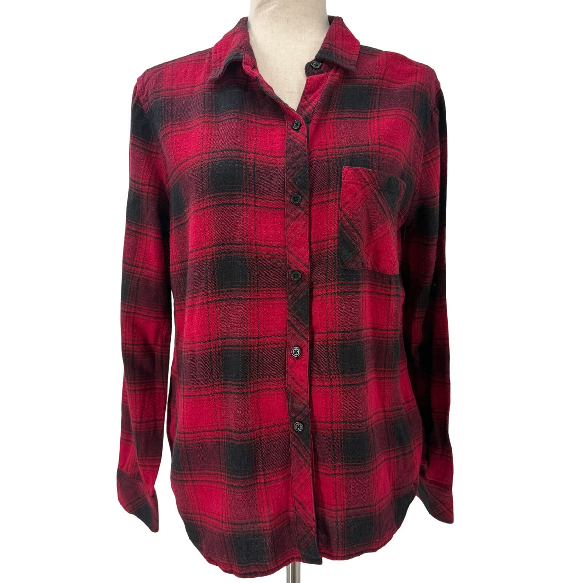 Rails red & black plaid Flannel button down Shirt women's SMALL
