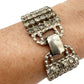 vintage 1" wide Rhinestone Bracelet clear iridescent rhinestones costume jewelry