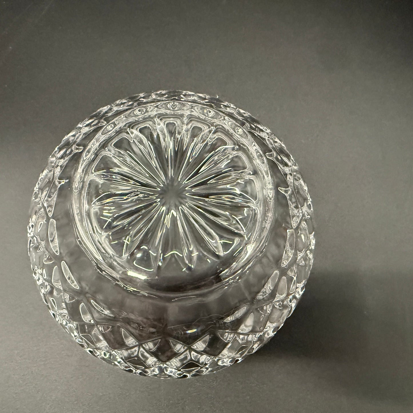 vintage Lenox criss cross cut Diamond 5" Round Bowl clear crystal glass giftware
