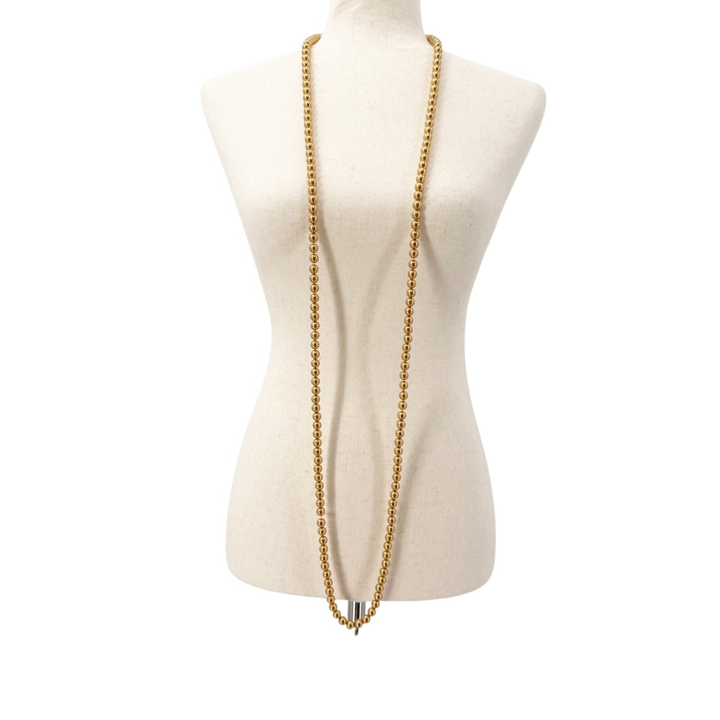 vintage long strand gold beads Beaded Necklace costume jewelry