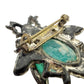 vintage black plastic Flying Insect turquoise stone BROOCH jewelry pin enamel