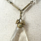 vintage antique gold metal clear beads acrylic Pendant Necklace rose & leaves