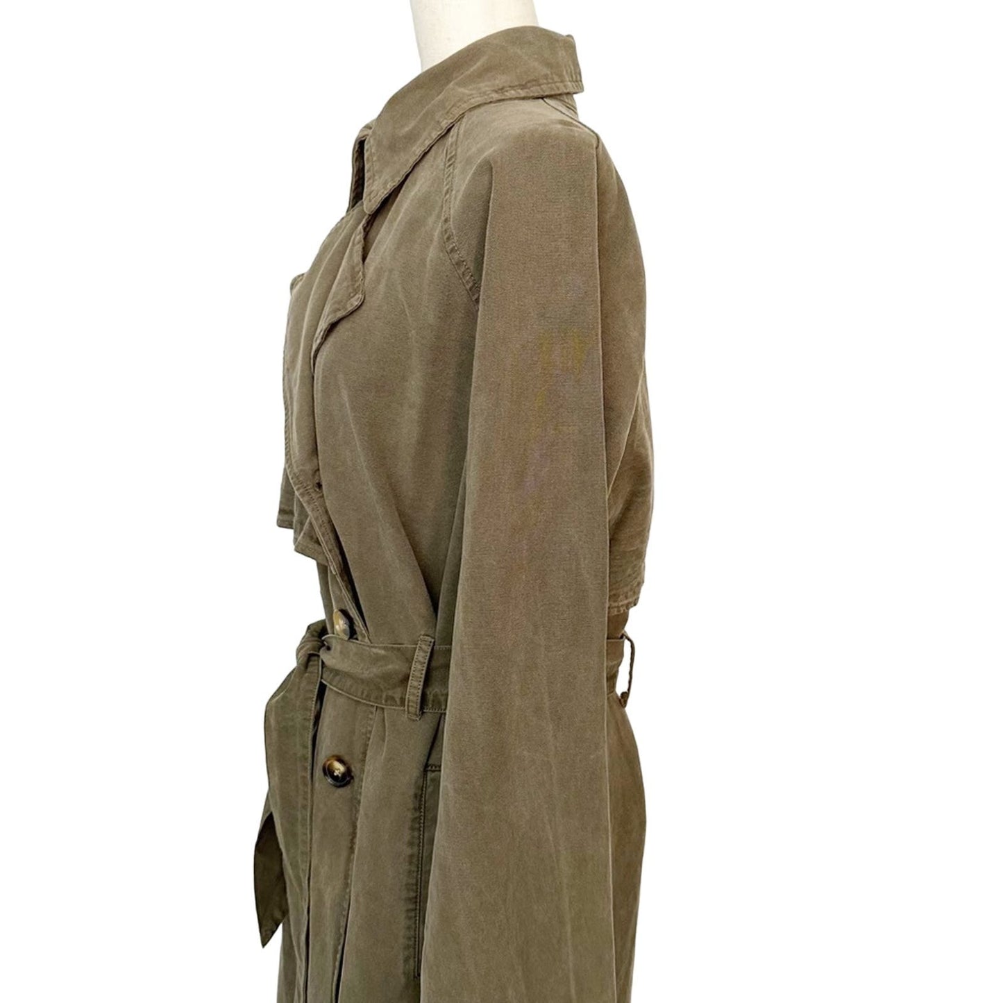 Lucky Brand olive green The Relaxed Trench Coat Jacket womens size LARGE new