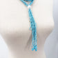 vintage Necklace of turquoise blue seed beads & tassel pendant long 28" drop