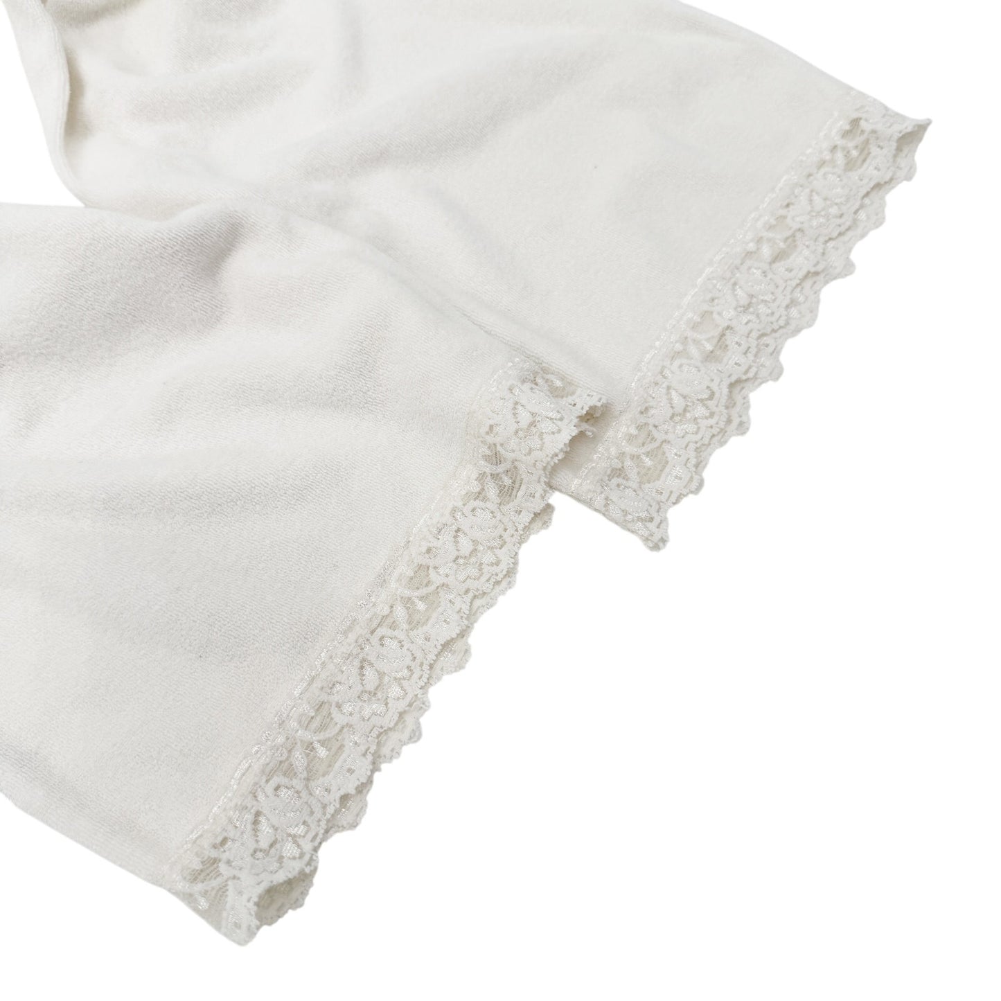 Rampage white terry cloth Crop Pants lace hem Swim Coverup women's MEDIUM