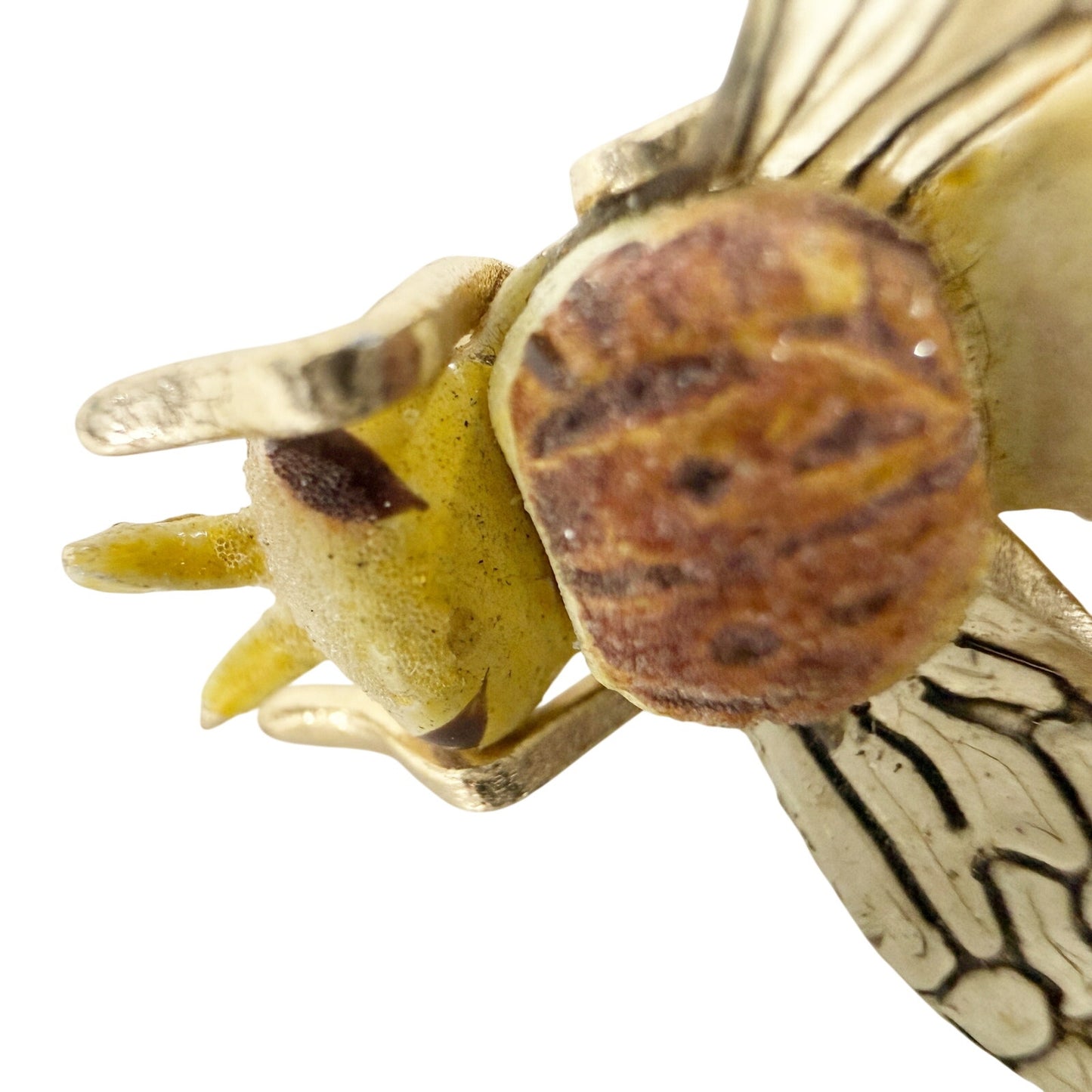 vintage brown & yellow gold Wasp Brooch flying insect jewelry pin made in Korea