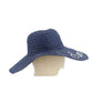 navy blue SUMMER silver sequins Floppy straw sun Hat beach shade coastal casual