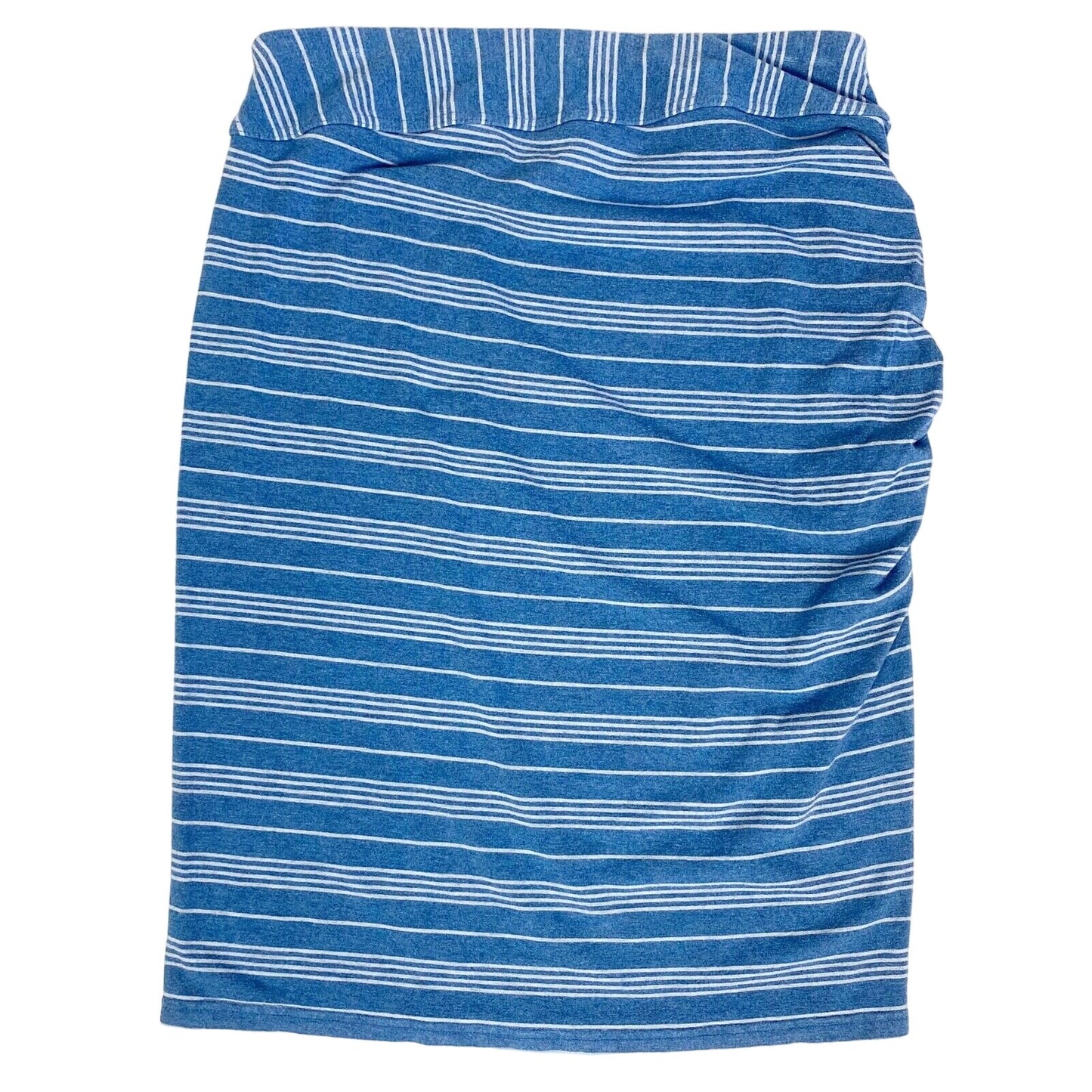 Athleta blue & gray stripes straight pencil SKIRT size S small ruched side