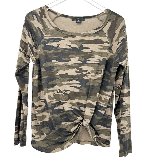 Sanctuary dark camo twisted hem Top women's SMALL camouflage shirt new NWOT
