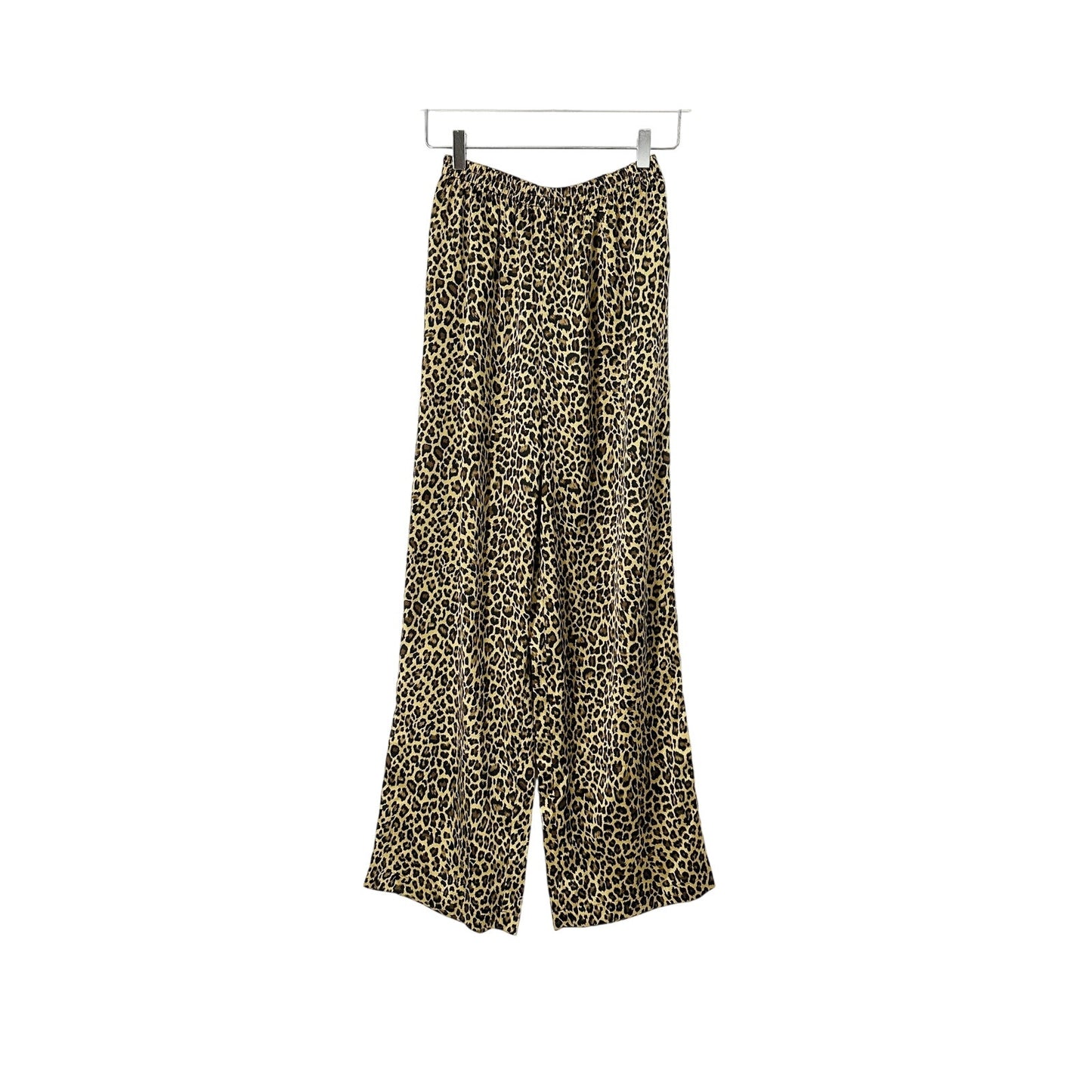 Victoria's Secret satin leopard Lounge Pajama Pants women's size SMALL wide leg