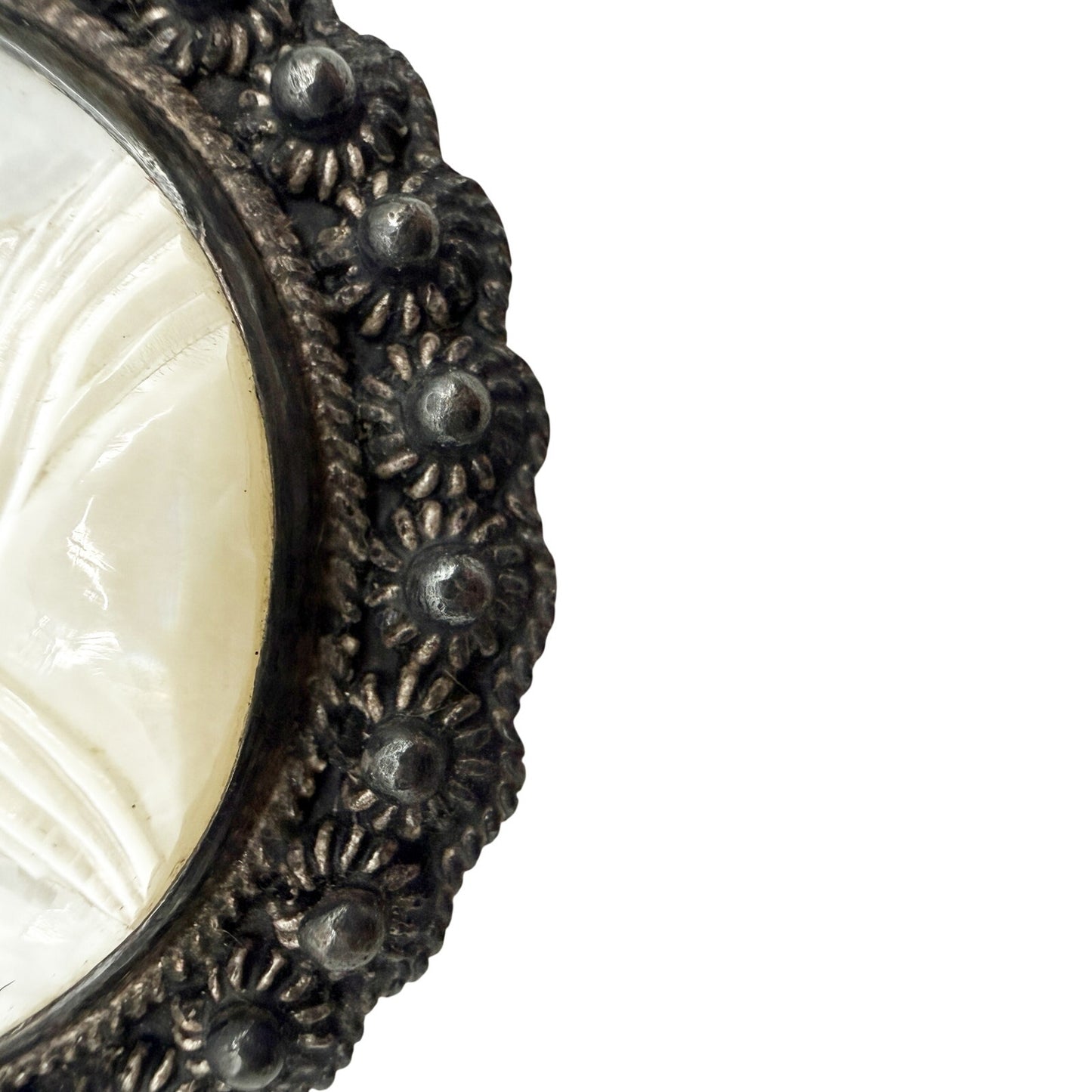 vintage Virgin Mary Mother of Pearl cameo BROOCH religious Jerusalem 935 silver