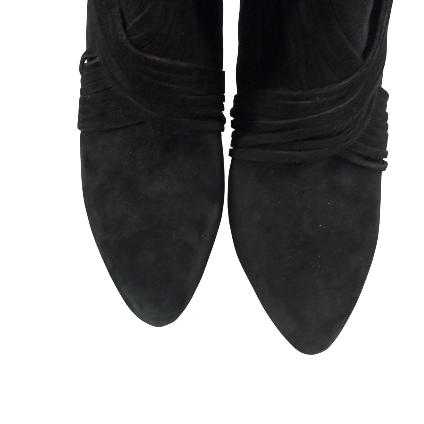 Donald J Pliner ETTA black leather suede BOOTS women's 7M knee high heels ruched