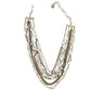 vintage multi-strand white beads & gold chain Choker Necklace costume jewelry