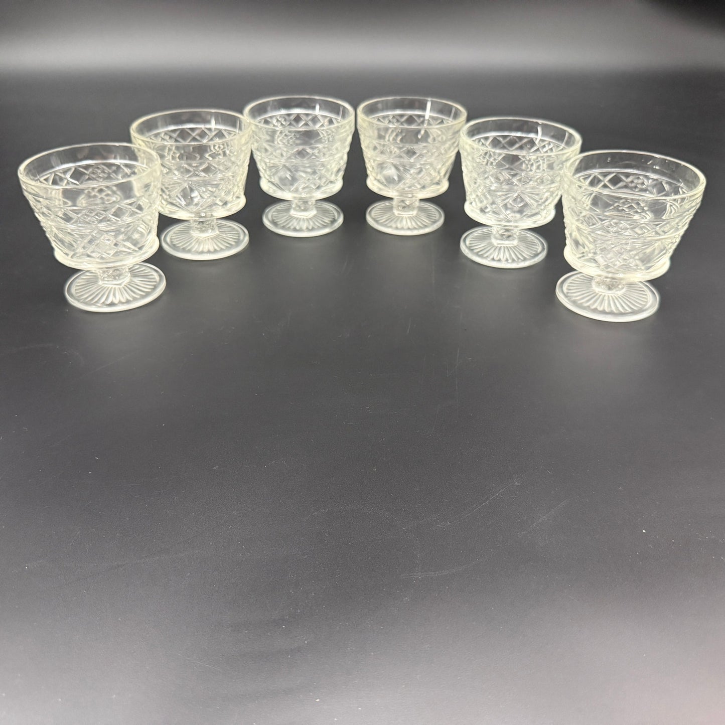 set / 6 vintage Hazel Atlas Big Top Peanut Butter glasses Champagne Tall Sherbet