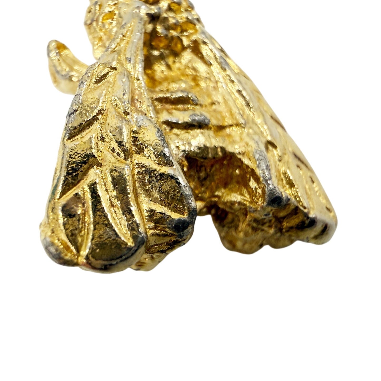vintage gold tone metal Bee BROOCH small insect jewelry pin