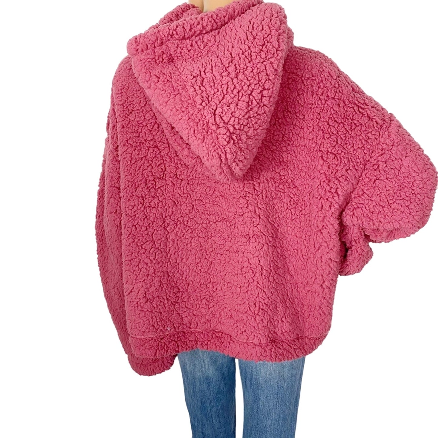 ZELLA pink mauve Cassie Sherpa Hoodie pullover top size LARGE new $69 outerwear