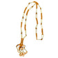 vintage orange & burgundy seed bead flowers Tassel Necklace porcupine quills