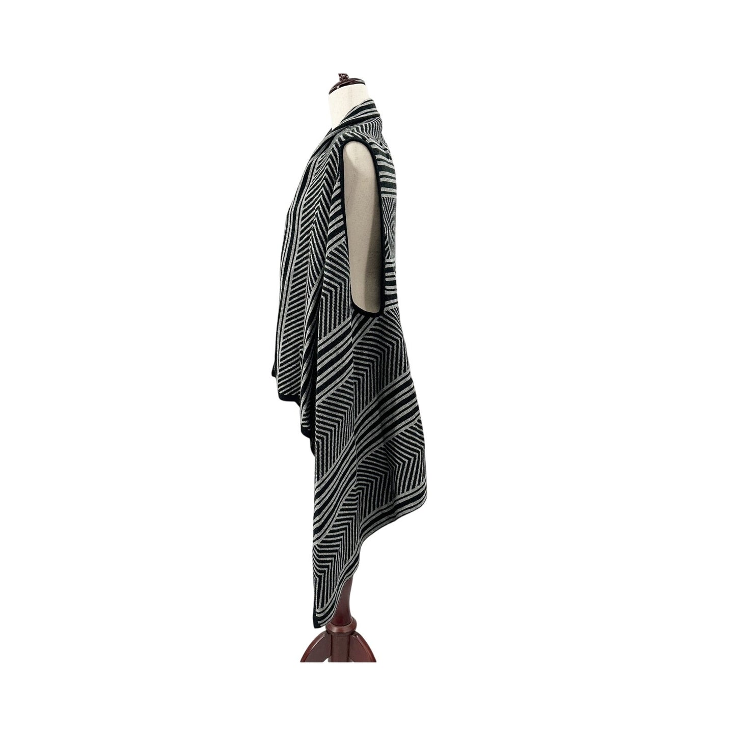 Lane Bryant gray & black striped open front Sweater Vest M / L medium large