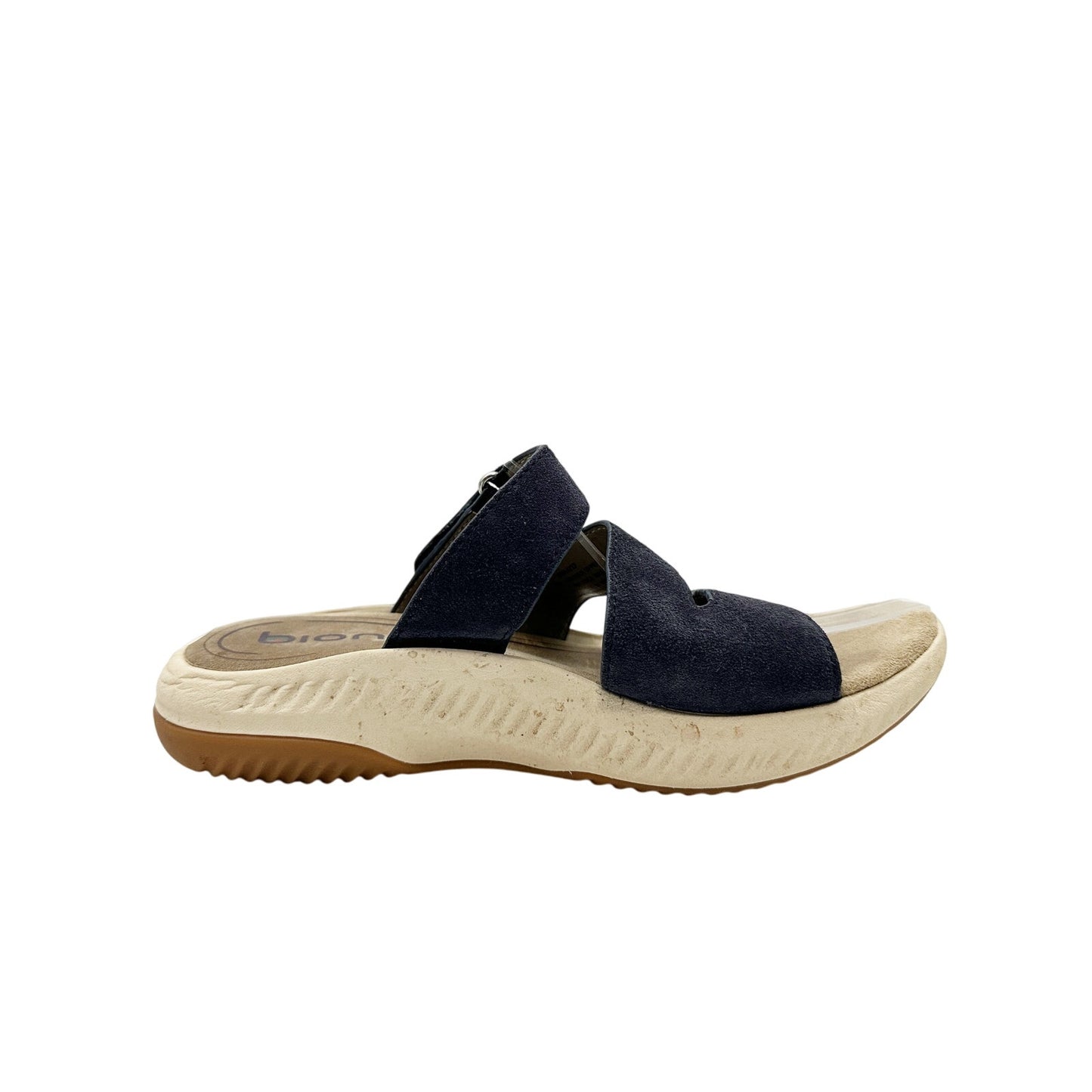 Bionica blue leather suede Slide Sandals women's 7 M strappy flats shoes